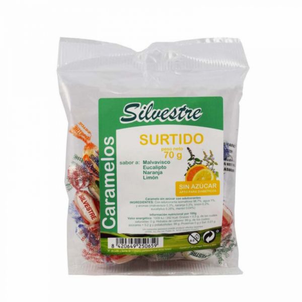 Assorted sugar-free candies marshmallow eucalyptus orange lemon 70 g