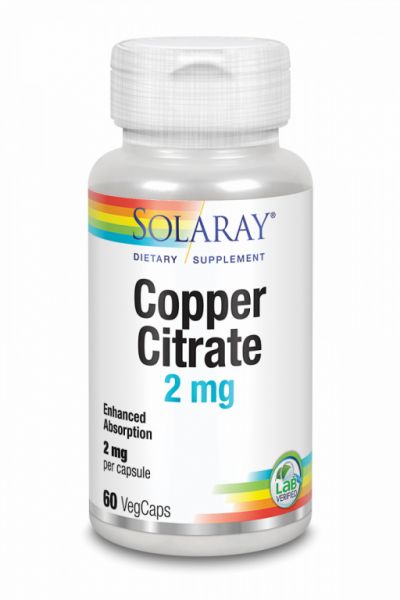 CITRATE DE CUIVRE 2 mg 60 Vcaps - SOLARAY