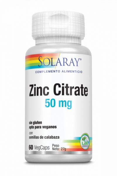 CITRATE DE ZINC 50 mg 60 Vcaps - SOLARAY