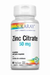 Comprar SOLARAY CITRATO DE ZINCO 50 mg 60 Vcaps Por 13,49€