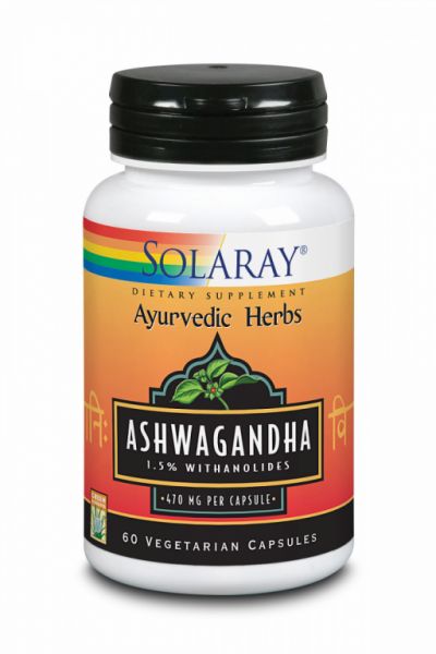 ASHWAGANDHA 470 mg 60 Caps.Légumes-SOLARAY