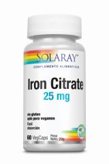 Comprar SOLARAY IRON 25 mg 60 Caps Por 14,29€