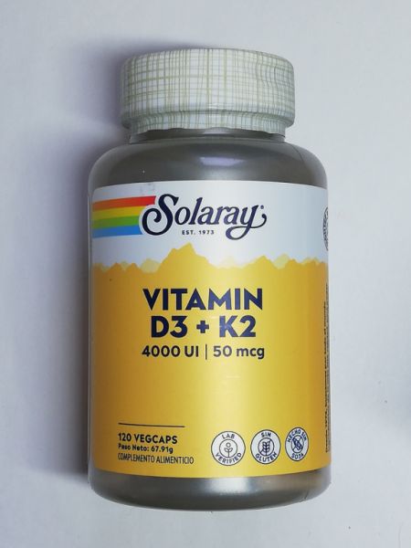 Vitamin D3 & K2 120 pflanzliche Kapseln - SOLARAY Img 2