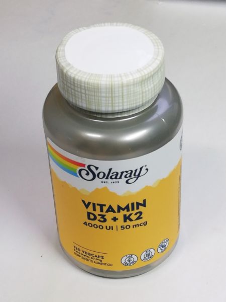 Vitamin D3 & K2 120 vegetable capsules - SOLARAY Img 3