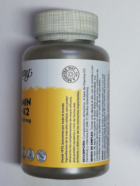 Vitamin D3 & K2 120 vegetable capsules - SOLARAY Img 4