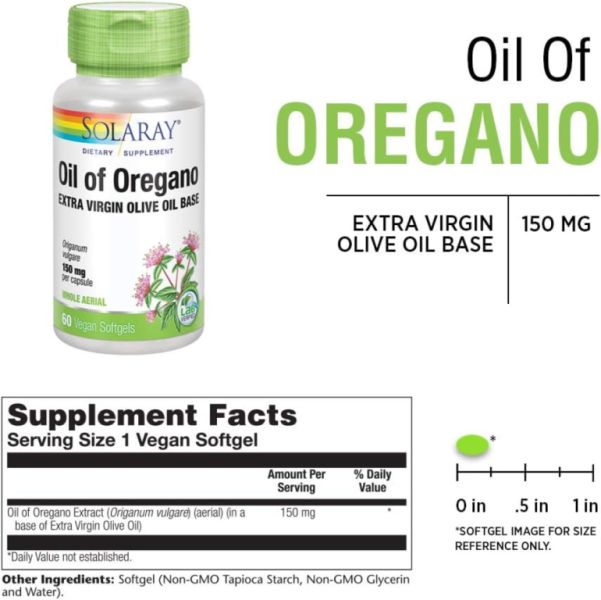 Oil Oregan 150 mg 60 Cápsulas Vegetales - SOLARAY Img 3