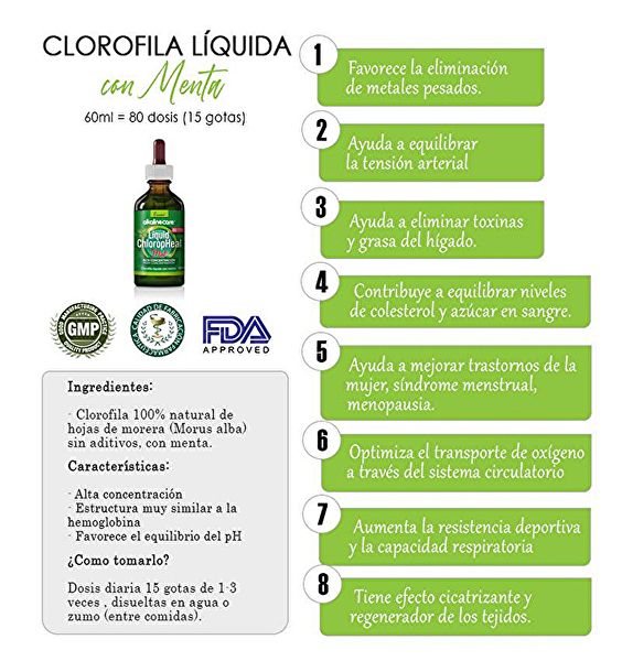 CLOROFILA LIQUIDA CON MENTA 60 ml - ALKALINECARE Img 2