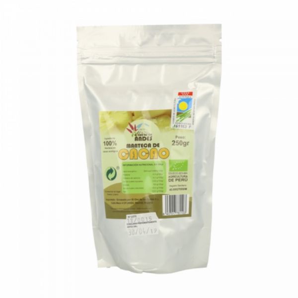 RAUWE CACAOBOTER 250 GR DROPS - El Oro de los Andes