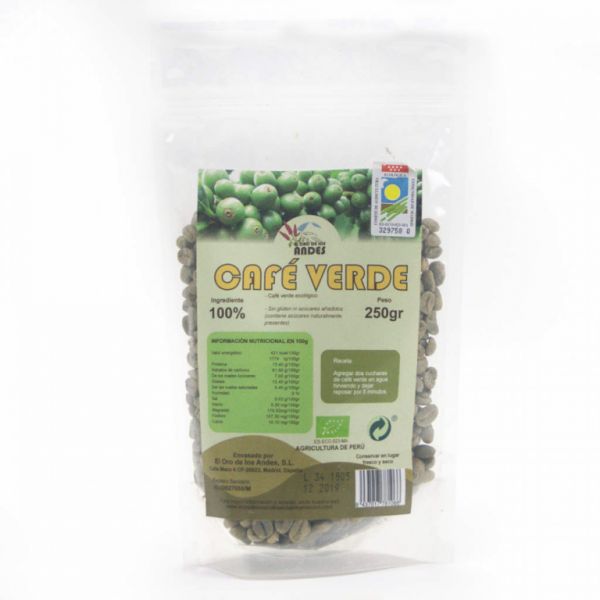 CAFE VERDE EN GRANO 250 GR - El Oro de los Andes