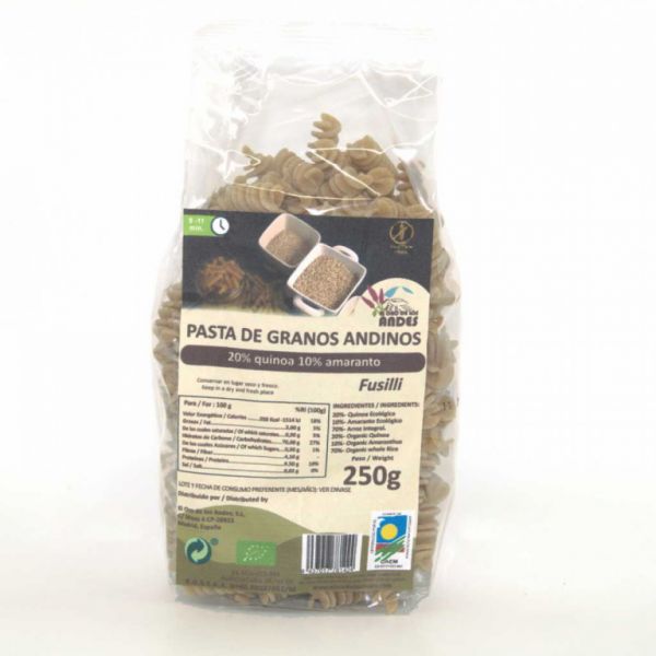 FUSILLI AUS INTEGRALREIS, QUINOA, AMARANTO 250 GR