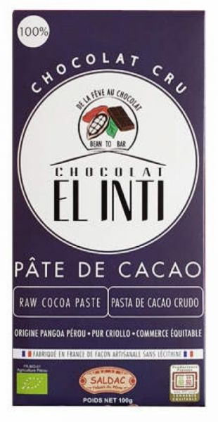 CHOCOLAT BRUT 100% 100 GR - El Oro de los Andes