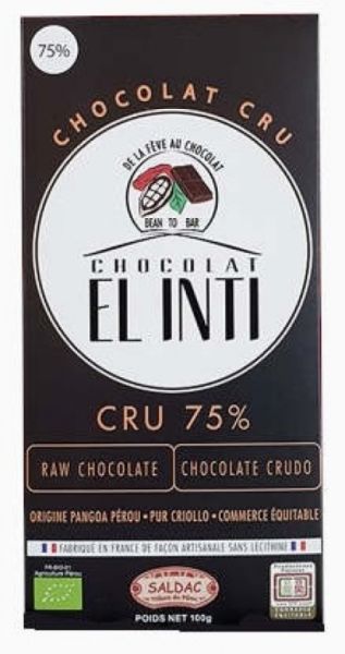 CHOCOLAT BRUT 75% 100GR - El Oro de los Andes