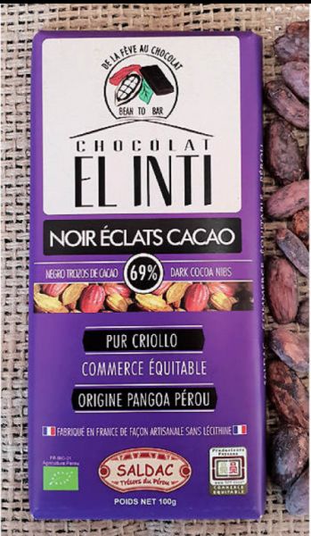 CHOCOLATE WITH COCOA PEPPERS 69% 100 GR