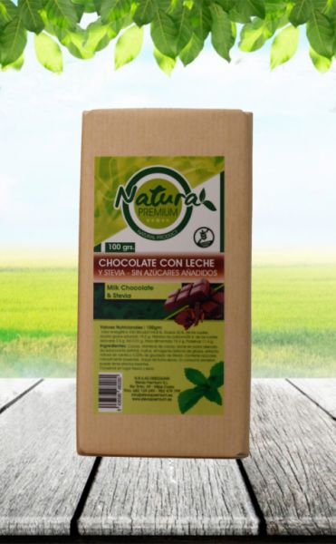 CHOCOLAT AU LAIT STEVIA 100 GR - El Oro de los Andes