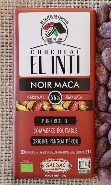 CHOCOLAT NOIR AU MACA 100 GR - El Oro de los Andes