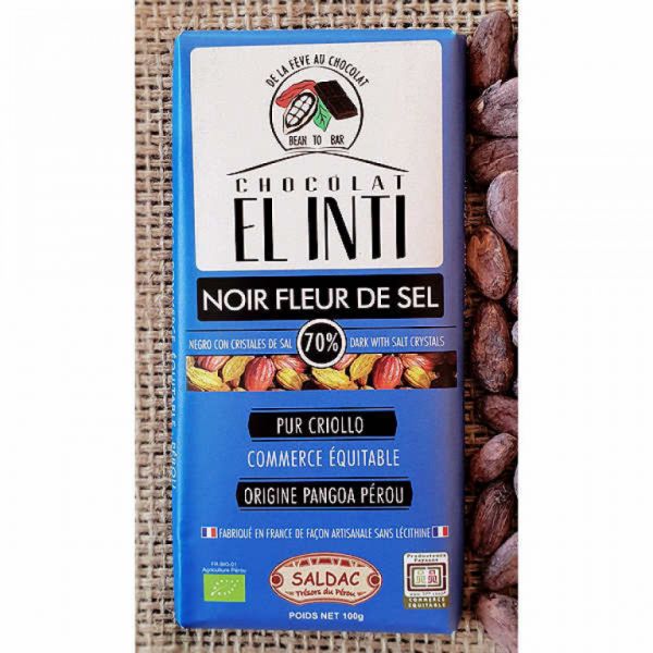 CHOCOLAT NOIR 70% A LA FLEUR DE SEL 100 GR