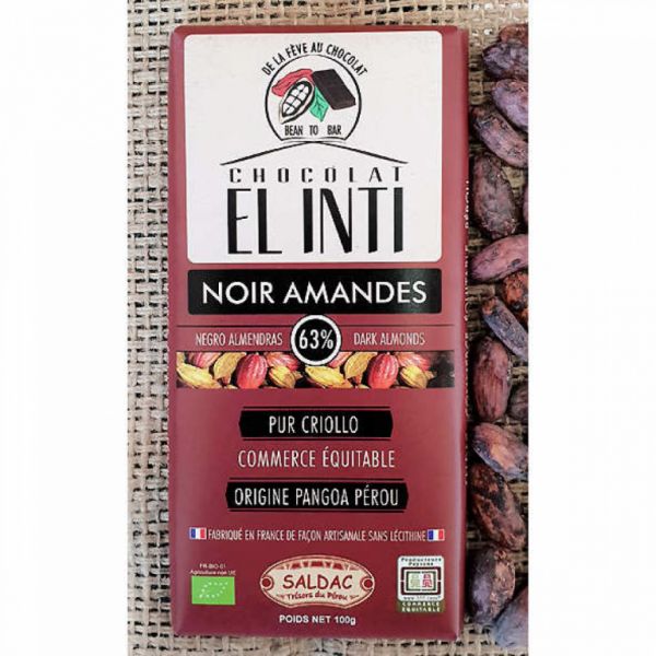 CHOCOLAT AUX AMANDES 63% 100 GR