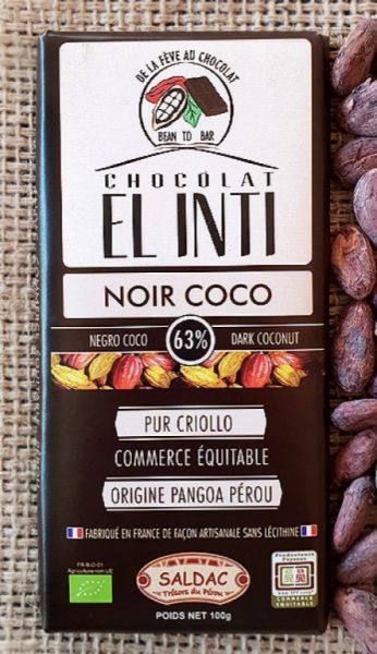 CHOCOLAT A LA NOIX DE COCO 63% 100 GR