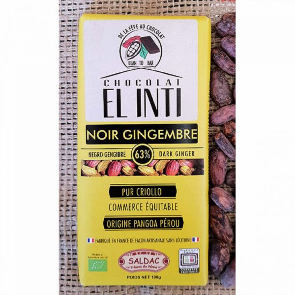 CHOCOLATE WITH GINGER 63% 100 GR