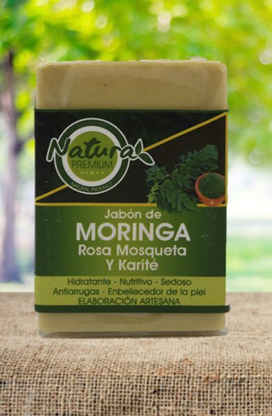 JABON DE MORINGA, ROSA MOSQUETA Y KARITE 100 GR