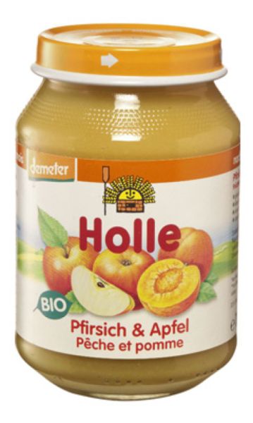 Apple and Peach Potito + 4 Months 190 g - HOLLE