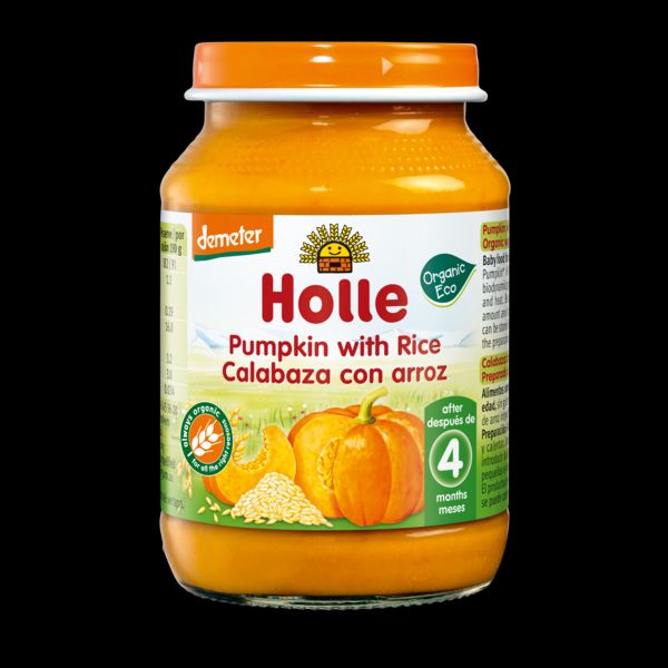 Potito de Potiron avec Riz + 4 Mois 190 g - HOLLE