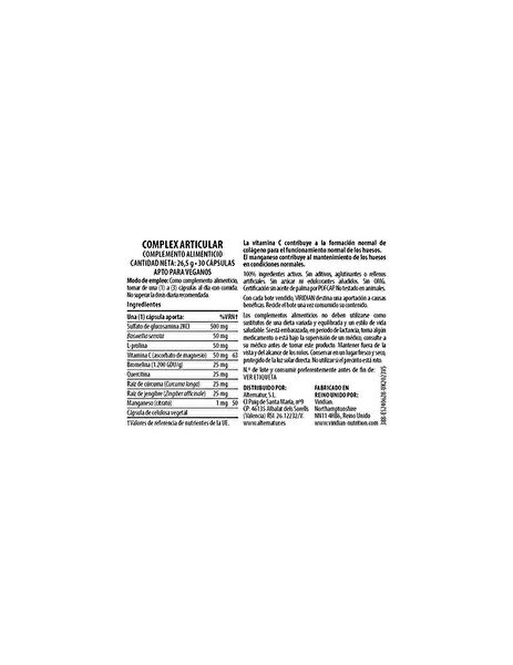 Complex Articular 30 Vcaps. Source végétalienne de glucosamine Img 3