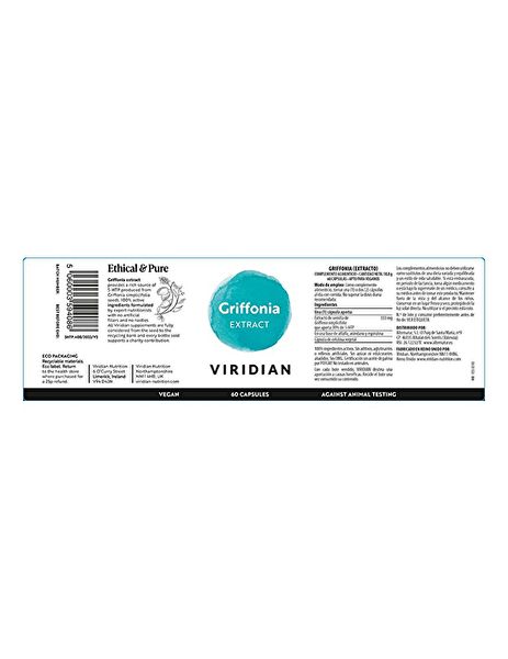 Grifonia Extract 60 Vegetable Capsules - VIRIDIAN Img 2