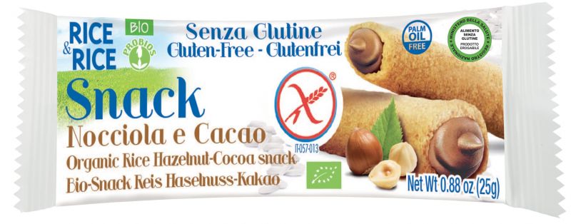 RICE SNACK WITH BIO NOCCIOLA 25 gr GLUTEN FREE