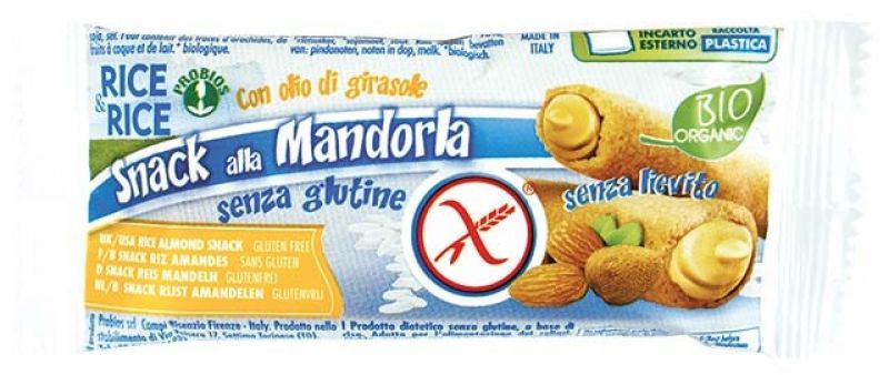 BIOLOGISCHE RIJST MET AMANDELSNACK 25 gr GLUTENVRIJ