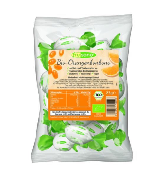 Bio-Orangenbonbons 85 g - FRUSANO