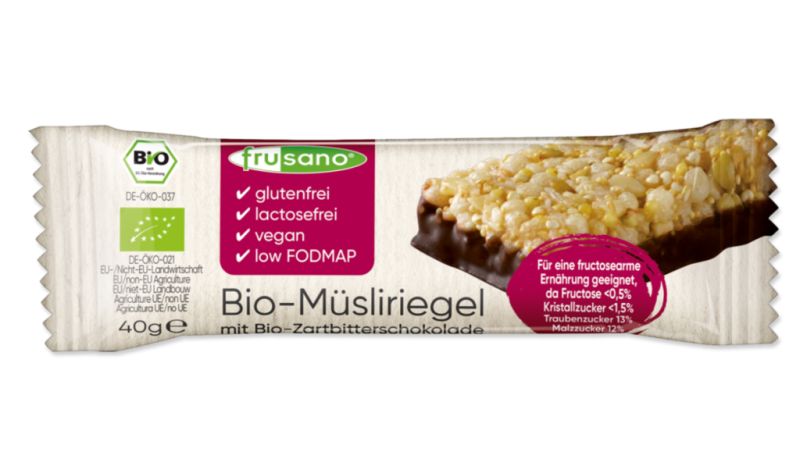 Bio-Müsliriegel mit schwarzer Schokolade 40 g