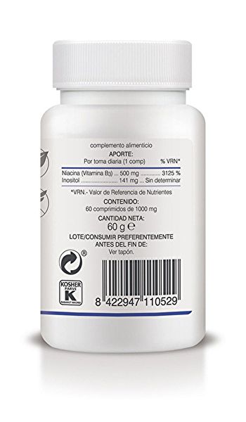 Vitamina B3 Niacina 60 comprimidos 1000 mg de liberação sustentada Img 3