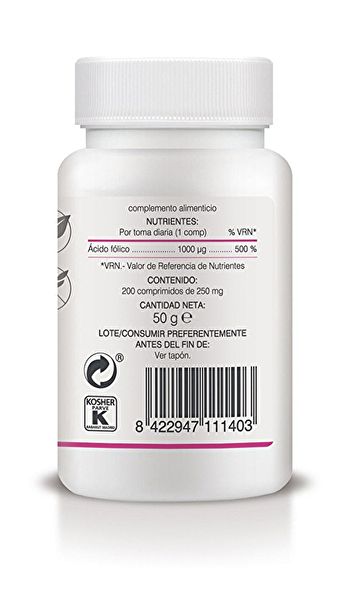 Àcid Fòlic 200 Comprimits 250 mg Alliberament Sostenit Img 2