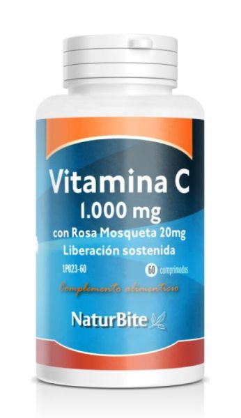 Vitamine C 1000 mg Rose Musquée 20 mg 60 Comprimés