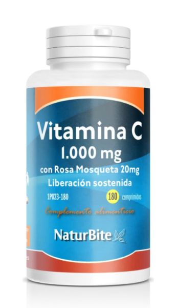 Vitamina C Com Rosa Mosqueta 20 mg 180 Comprimidos