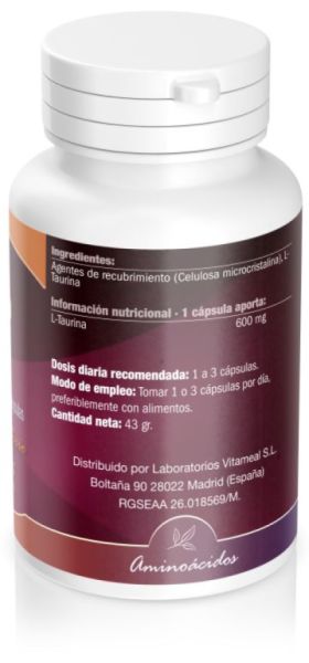 L-Taurina 600 mg 60 Cápsulas - NATURBITE Img 4