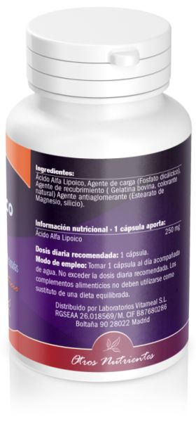 Acide alpha lipoïque 250g 60 Gélules - NATURBITE Img 4