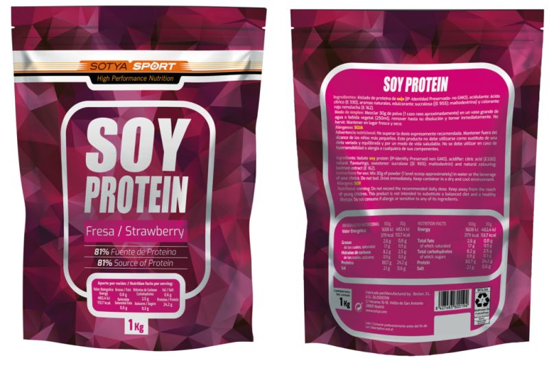 Sojaprotein 80 % Erdbeere 1 kg - SOTYA