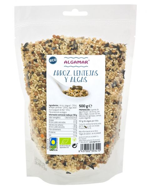 Rice, lentils and seaweed Eco 500 grams - ALGAMAR