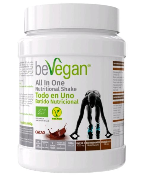 All In One Nutricional Shake Cacao 600 g - BEVEGAN