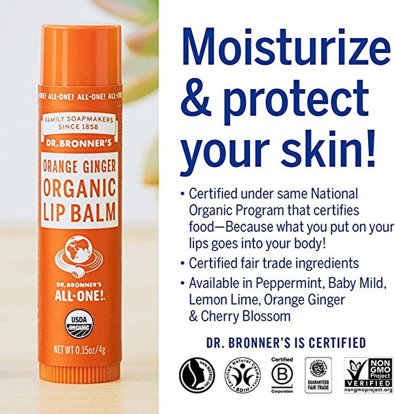 Orange Ginger Lip Balm 4 g - DR BRONNER Img 3