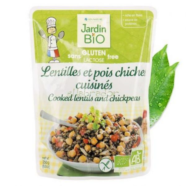 Kokta linser och kikärter 250 g - JARDIN BIO