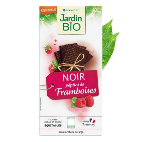 Chocolat noir aux framboises 100 g - JARDIN BIO