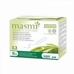 Comprar MASMI Tampões Sem Aplicador Algodão Natural Super 18 Unidades Por 3,40€