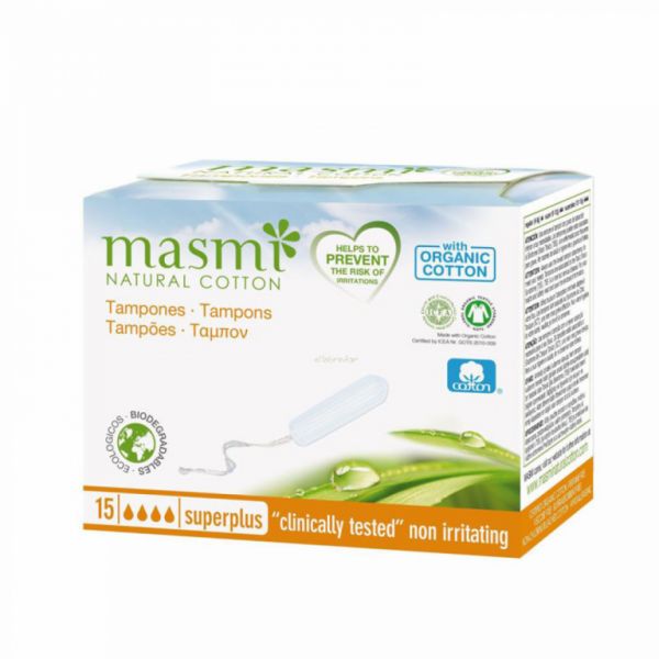 Tampones Sin Aplicador Natural Cotton Super Plus 15 Unidades