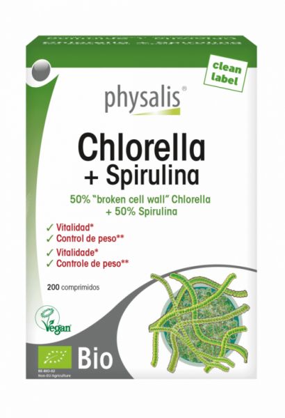 CHLORELLA + SPIRULINA 200 COMPRIMIDOS - PHYSALIS