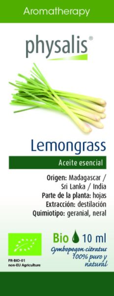 Organic Lemongrass essential oil 10ml - PHYSALIS