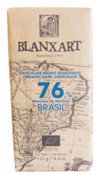 Chocolat noir Brésil 76% BIO 125 g - BLANXART