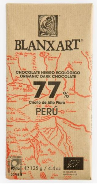 Chocolat noir Pérou 77% BIO 125 g - BLANXART